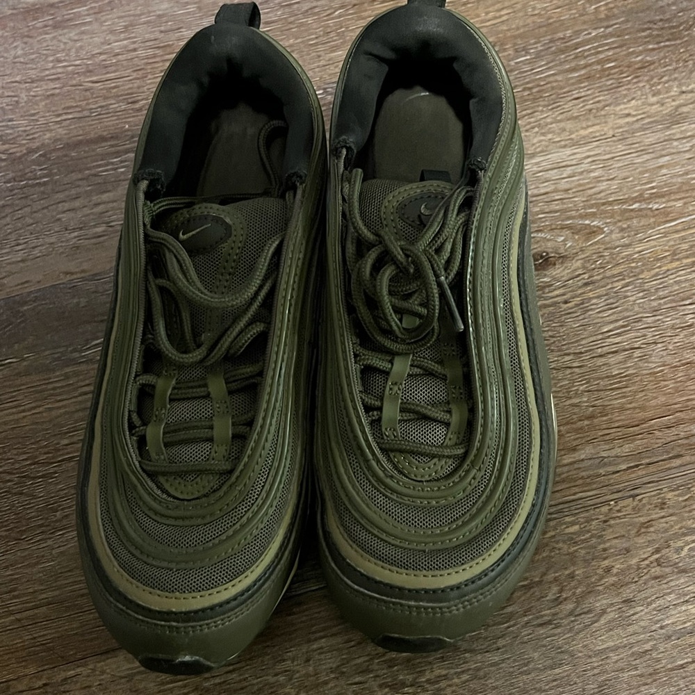 Nike Air Max  97 - Olive Green. Women’s Size 8/ Youth Size 6. Used-GC